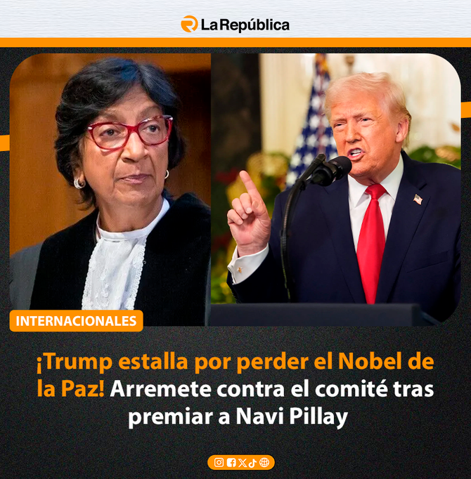 ¡Trump estalla por perder el Nobel de la Paz! Arremete contra el comité tras premiar a Navi Pillay - Cover Image